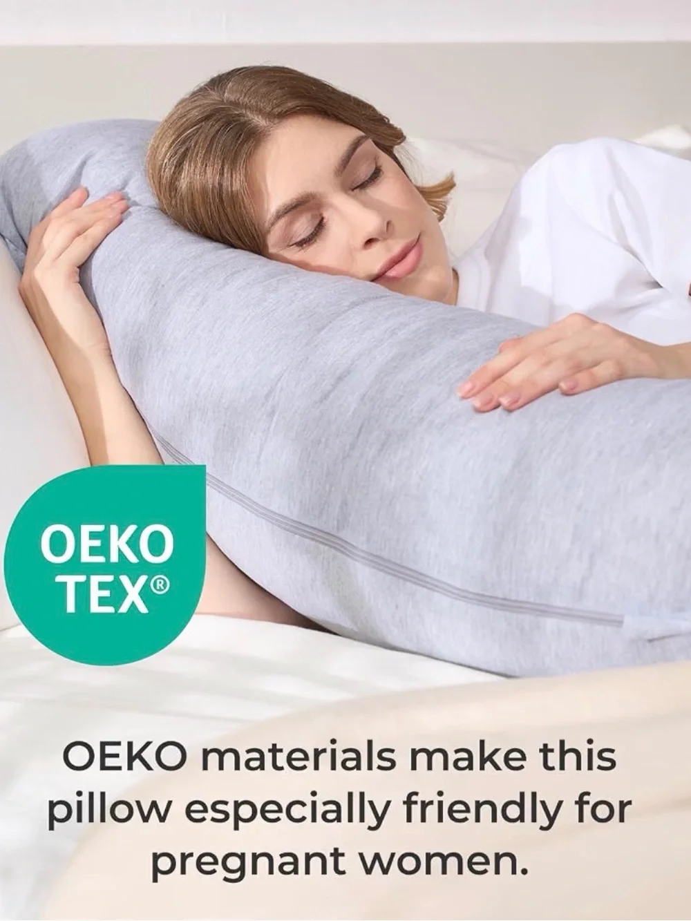 NWT - Momcozy J Shaped Pregnancy Pillow, Maternity Body Pillow for Side Sleepers